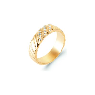 Bague en plaqué or et oxyde de zirconium