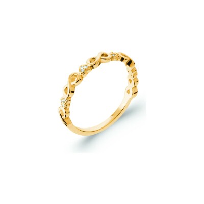Bague en plaqué or et oxyde de zirconium
