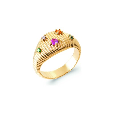 Bague en plaqué or et pierre naturelle