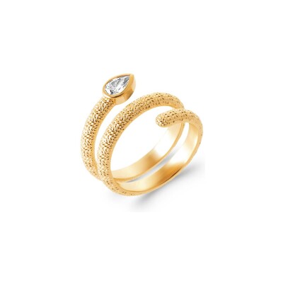 Bague en plaqué or et oxyde de zirconium