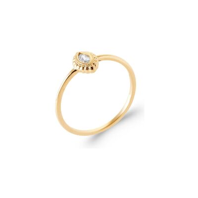 Bague en plaqué or et oxyde de zirconium