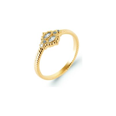 Bague en plaqué or et oxyde de zirconium