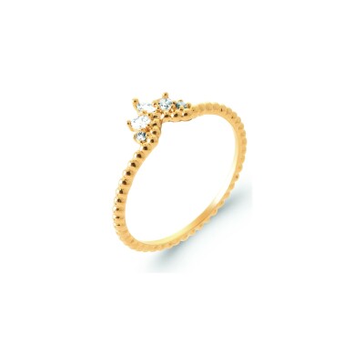 Bague en plaqué or et oxyde de zirconium