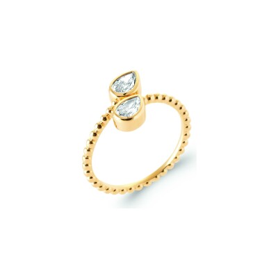 Bague en plaqué or et oxyde de zirconium