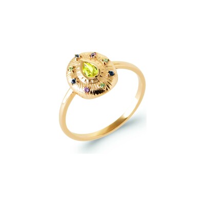Bague en plaqué or et pierre naturelle