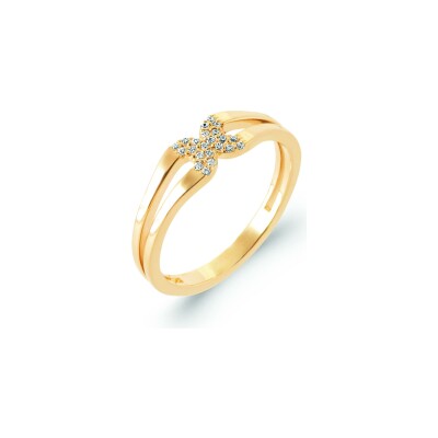 Bague en plaqué or et oxyde de zirconium