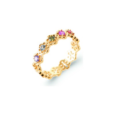Bague en plaqué or et pierre naturelle