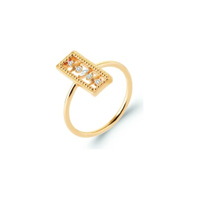 Bague en plaqué or et oxyde de zirconium