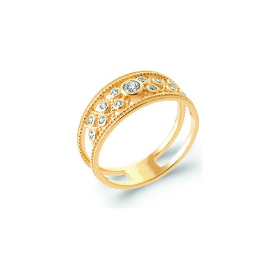 Bague en plaqué or et oxyde de zirconium