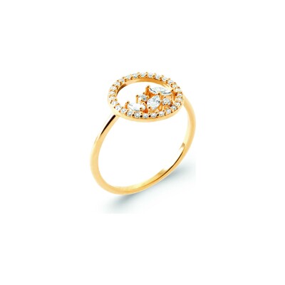 Bague en plaqué or et oxyde de zirconium