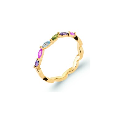 Bague en plaqué or et pierre naturelle