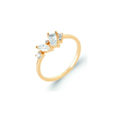 Bague en plaqué or et oxyde de zirconium