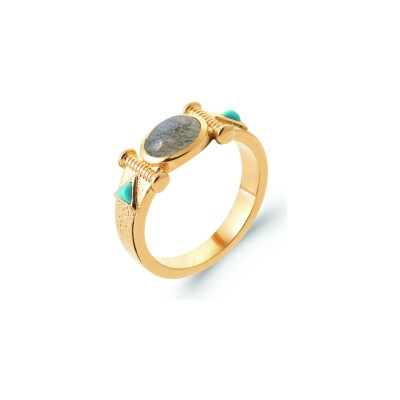 Bague en plaqué or et labradorite