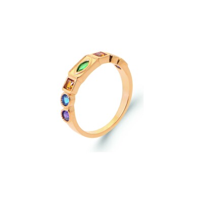 Bague en plaqué or et pierre naturelle
