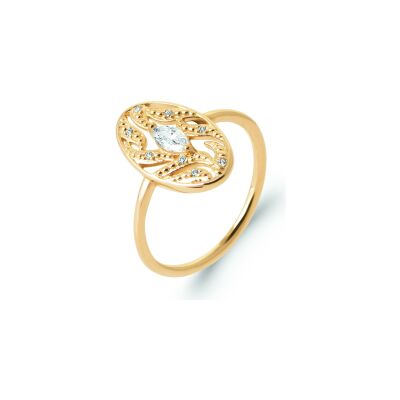 Bague en plaqué or et oxyde de zirconium