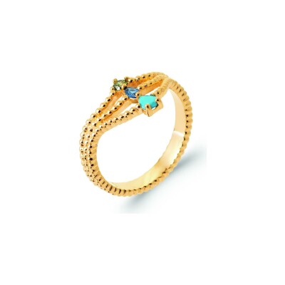 Bague en plaqué or et pierre naturelle