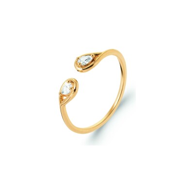 Bague en plaqué or et oxyde de zirconium
