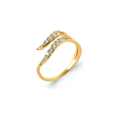 Bague en plaqué or et oxyde de zirconium