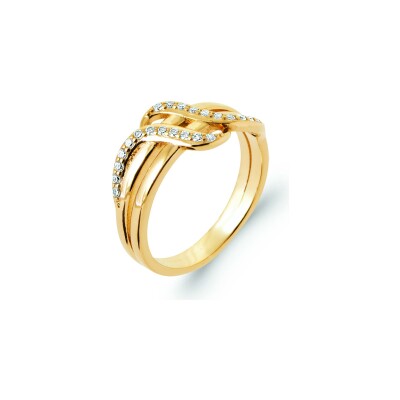Bague en plaqué or et oxyde de zirconium