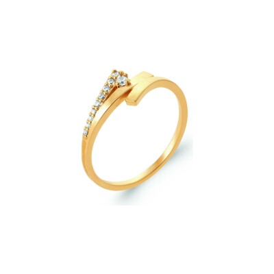 Bague en plaqué or et oxyde de zirconium