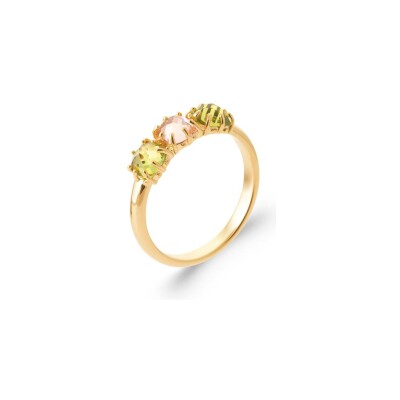 Bague en plaqué or et pierre naturelle