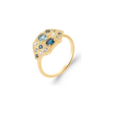 Bague en plaqué or et oxyde de zirconium