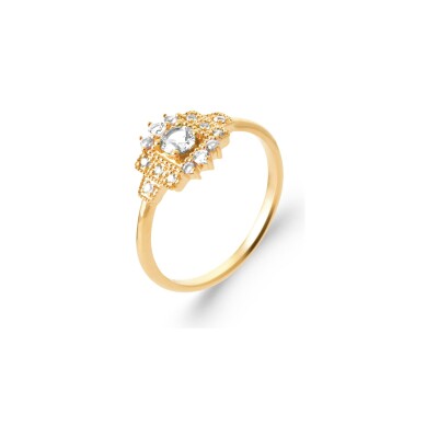 Bague en plaqué or et oxyde de zirconium