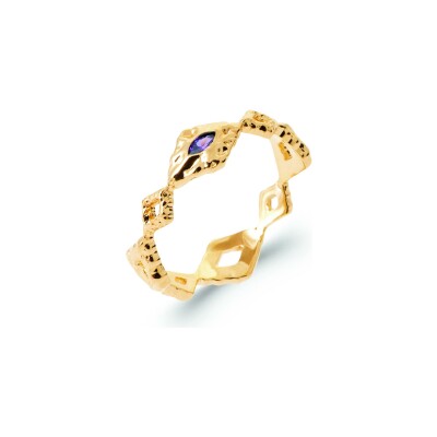Bague en plaqué or et pierre naturelle