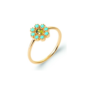 Bague en plaqué or et pierre naturelle