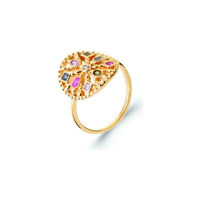 Bague en plaqué or et pierre naturelle