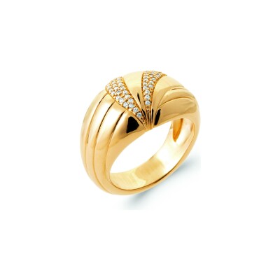 Bague en plaqué or et oxyde de zirconium
