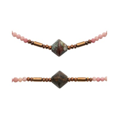 Bracelet en acier pvd doré et rhodonite