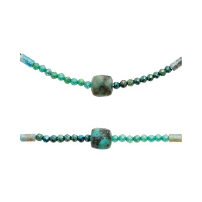 Bracelet en acier pvd doré et pierre de couleur