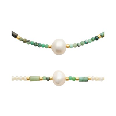 Bracelet en acier pvd doré et pierre de couleur
