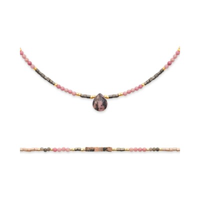Bracelet en acier pvd doré et pierre de couleur