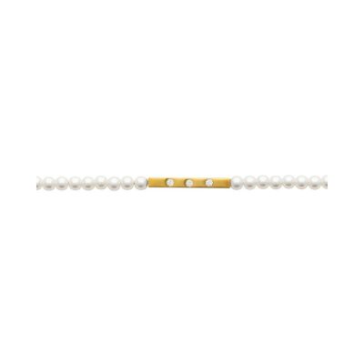 Bracelet en acier pvd doré, oxyde de zirconium et perle d'imitation