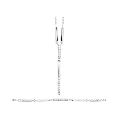 Bracelet en argent rhodié et oxyde de zirconium