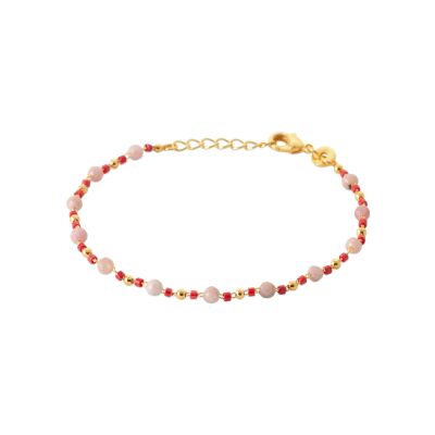Bracelet en plaqué or et tourmaline rose