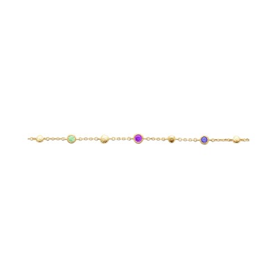 Bracelet en plaqué or et pierre naturelle