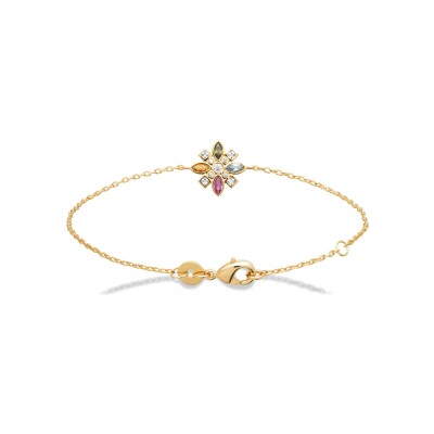 Bracelet en plaqué or, oxyde de zirconium et pierre naturelle