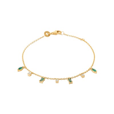 Bracelet en plaqué or, oxyde de zirconium et pierre naturelle