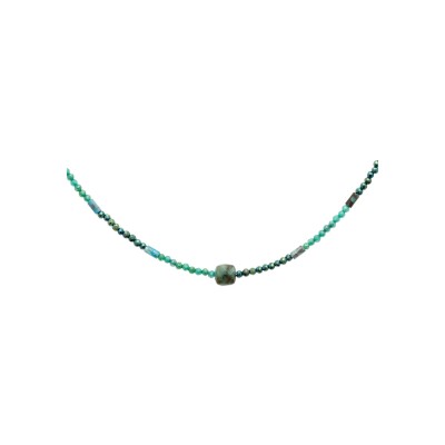 Collier en acier pvd doré et pierre de couleur
