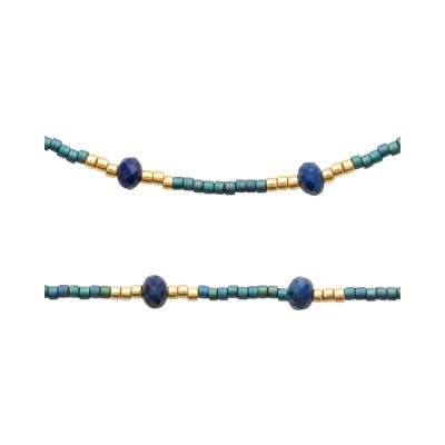 Collier en acier pvd doré et sodalite