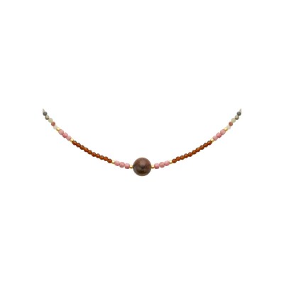 Collier en acier pvd doré et piétersite