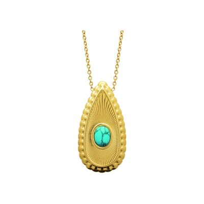Collier en acier pvd doré et pierre naturelle