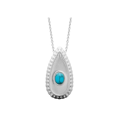 Collier en acier pvd et pierre naturelle