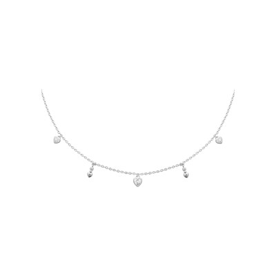 Collier en argent rhodié, oxyde de zirconium et pierre naturelle
