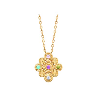 Collier en plaqué or et pierre naturelle