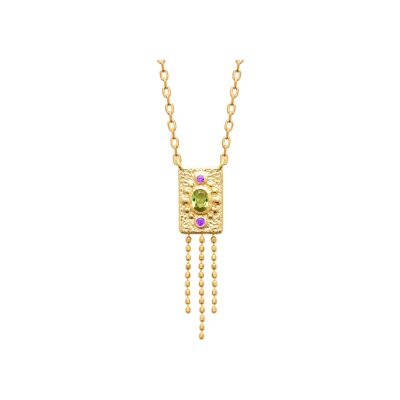 Collier en plaqué or et pierre naturelle