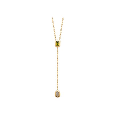 Collier en plaqué or et pierre de couleur